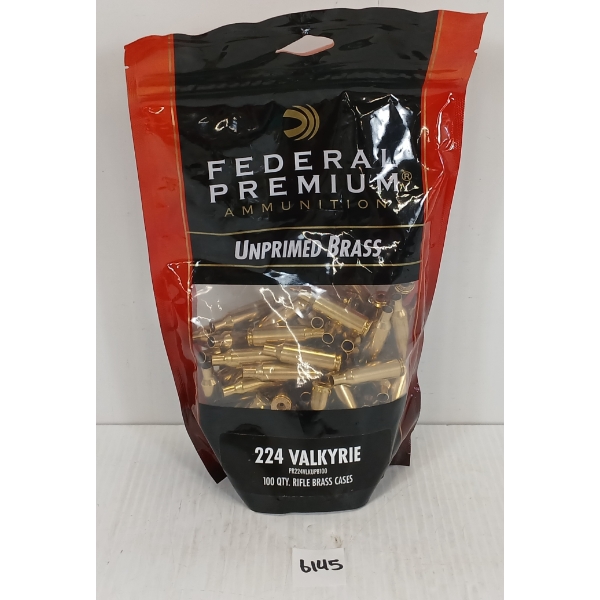 BRASS: 100X FEDERAL .224 VALKYRIE - UNPRIMED - SEALED