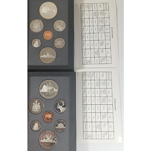 LOT OF 2 - 1987 RCM DOUBLE DOLLAR PROOF SETS