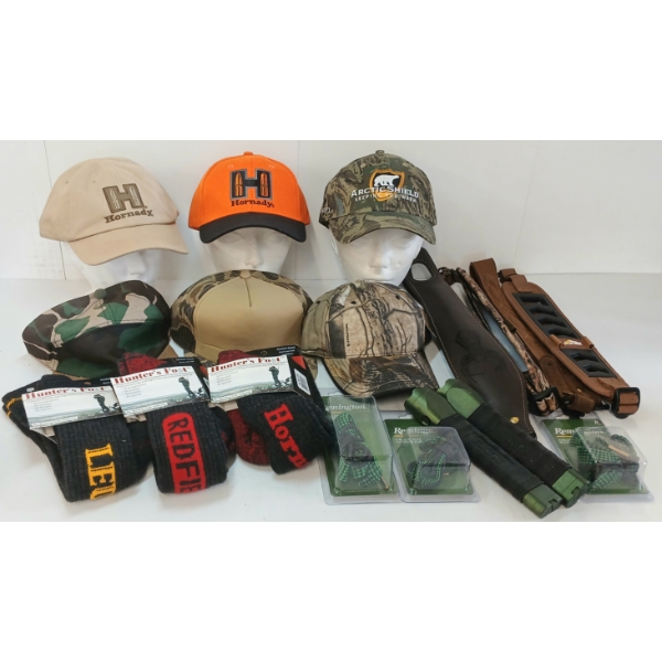 JOB LOT - HATS, SLINGS, BORE SNAKES & HUNTING SOCKS