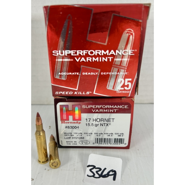 AMMO: 50X HORNADY .17 HORNET - 15.5 GR POLY TIP