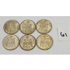 Image 1 : LOT OF 6 - CDN 1959 & 1964, ETC 50 CENT SILVER COINS 