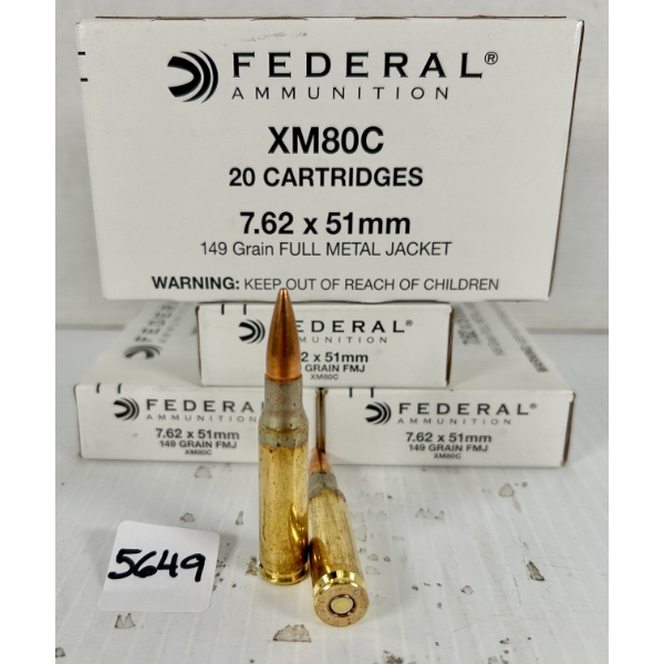 AMMO: 80X FEDERAL 7.62X51 MM NATO - 149 GR FMJ