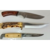 Image 2 : LOT OF 4 - WOOD GRAIN & ANTLER HANDLED FOLDING & FIXED BLADE KNIVES W/ SHEATHS