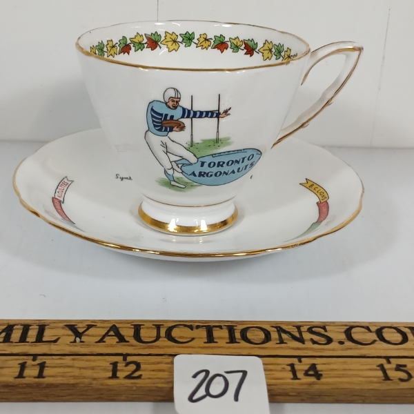 ROYAL STAFFORD TORONTO ARGONAUTS CFL GREY CUP TEACUP & SAUCER