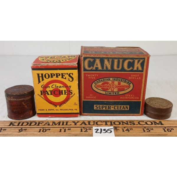 LOT OF 4 - HOPPES PATCHES, CANUCK & JOYCE COLLECTIBLE CONTAINERS