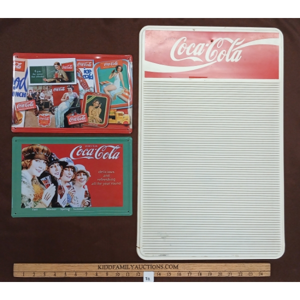 LOT OF 3 - COCA-COLA & PLASTIC SST SIGNS