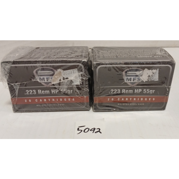 AMMO: 40X MFS .223 REM 55GR. HP STEEL CASE - SEALED