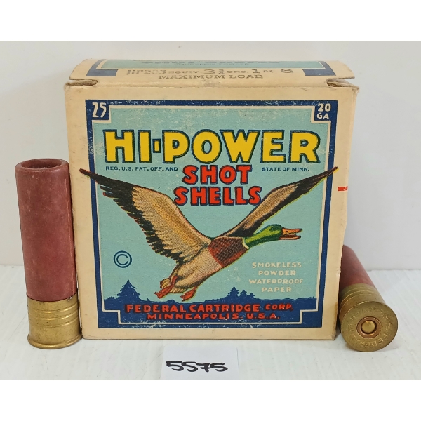 AMMO: 25X FEDERAL HI-POWER 20GA - 2 3/4IN - #6 SHOT - COLLECTIBLE BOX