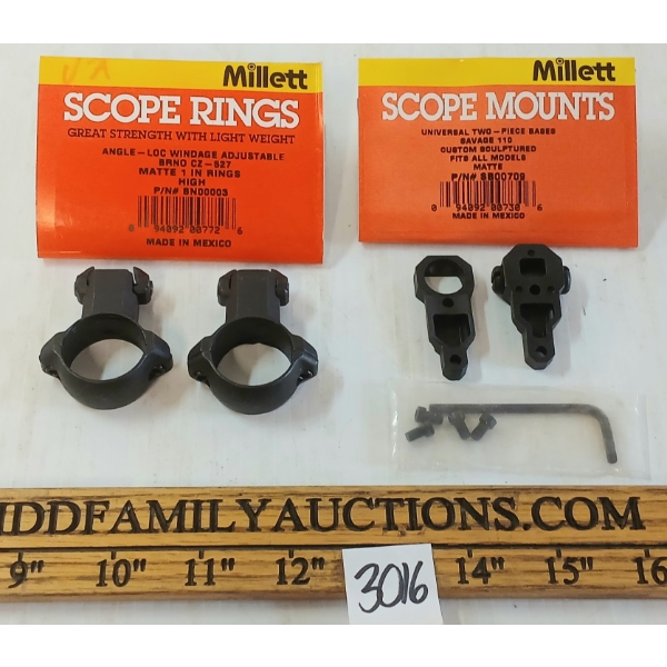 LOT OF 2 - MILLET SCOPE RINGS & MOUNTS