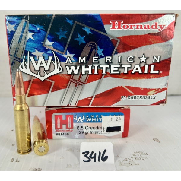 AMMO: 40X HORNADY 6.5 CREEDMOOR - 129 GR SP