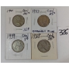 Image 1 : LOT OF 4 - 1937 - '41 CDN 25 CENT SILVER COINS