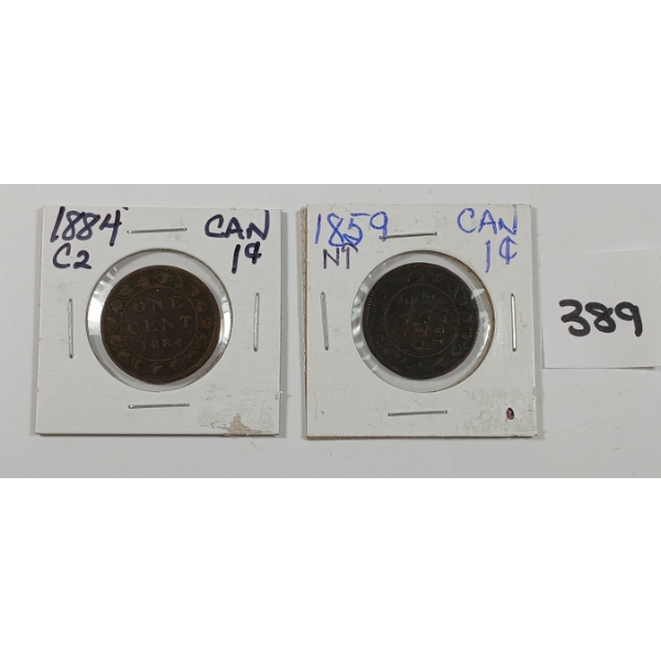 LOT OF 2 - 1859 & 1884 CDN VICTORIAN PENNIES