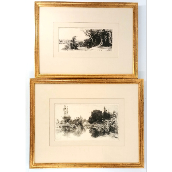 LOT OF 2 - "THE LARK AT HEAVENS GATE SINGS" & "THE MARSH" - FRAMED ETCHINGS ON PAPER