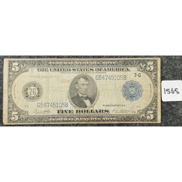 1914 US $5 BANKNOTE