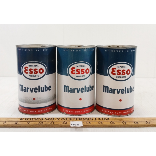 LOT OF 3 - IMPERIAL ESSO MARVELUBE MOTOR OIL QT CANS