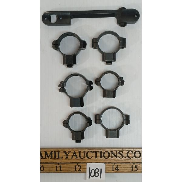 LOT OF 4 - 1 IN & 30 MM SCOPE RING PAIRS & BURRIS 70AS SCOPE BASE