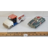 Image 2 : LOT OF 2 - JAPAN TRADEMARK TIN FRICTION POWERED FROSTY BAR & AMBULANCE W/ BELL & SIREN