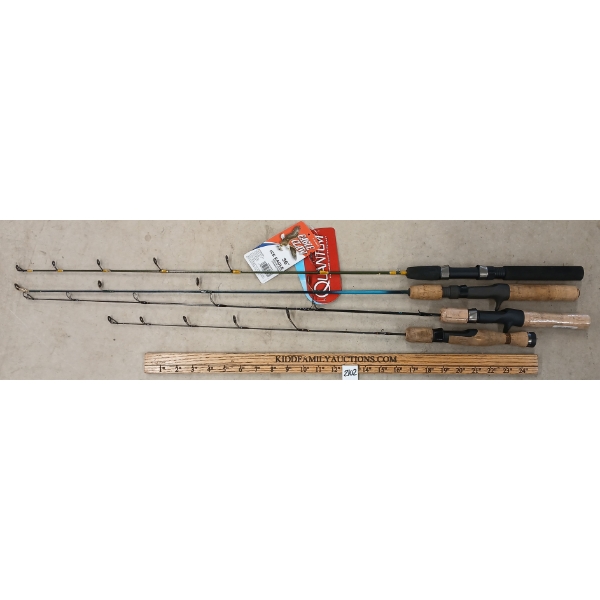 LOT OF 4 - EAGLE CLAW & QUANTUM ICE FISHING RODS
