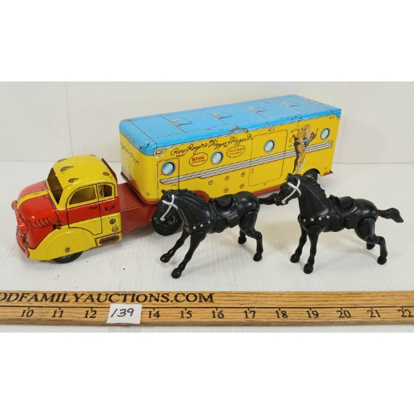 MARX TIN ROY ROGERS TRUCK & TRAILER W/ HORSES