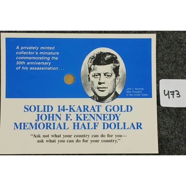 1993 SOLID 14K GOLD JOHN F. KENNEDY MEMORIAL HALF DOLLAR