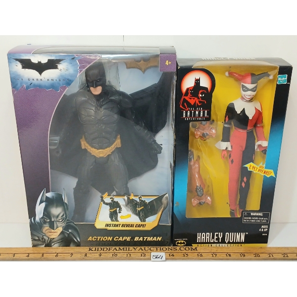 LOT OF 2 - BATMAN ADVENTURES HARLEY QUINN W/ HYENAS & DARK KNIGHT ACTION CAPE BATMAN FIGURES