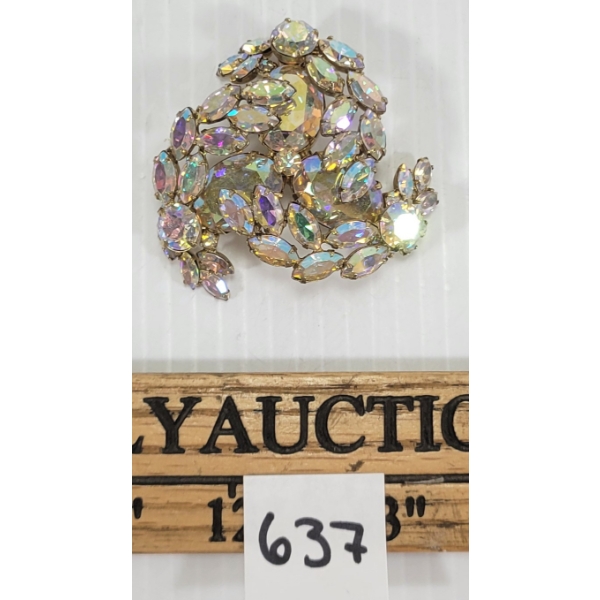 SHERMAN RHINESTONE SWIRL BROOCH