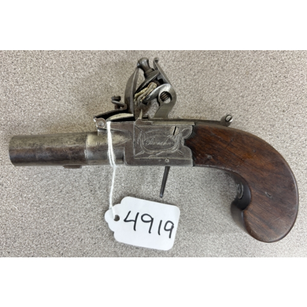 BRASHER FLINTLOCK PISTOL IN APPROX .48 CAL - ANTIQUE CLASS 