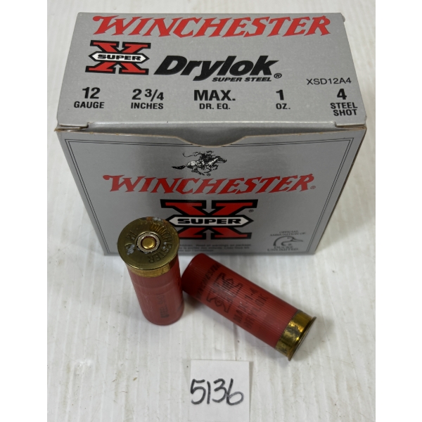 AMMO: 25 X WINCHESTER 12 GA 2 3/4 INCH NO 4 STEEL