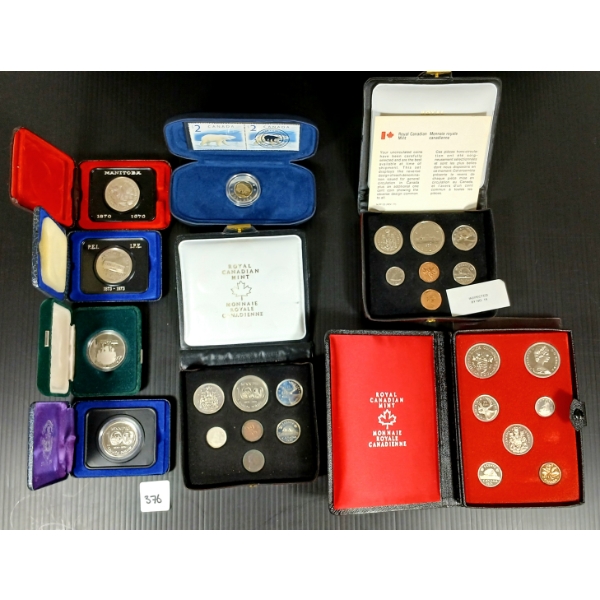 LOT OF 8 - 1970-2002 CDN UNCIRCULATED PROOF SETS & COINS 