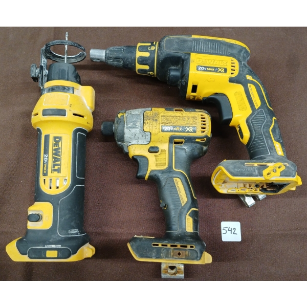LOT OF 3 - DEWALT IMPACT, DRYWALL SCREW GUN, CUT-OUT TOOL