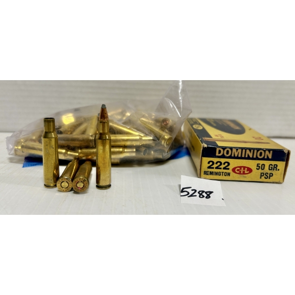 AMMO/BRASS: 14X LIVE & 75X BRASS .222 REM