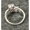 Image 3 : PLATINUM PLATED DOUBLE PINK HEART CUT SIMULATED DIAMOND (CZ) RING