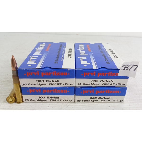 AMMO: 80X PRVI PARTIZAN .303BRIT - 174GR - FMJ