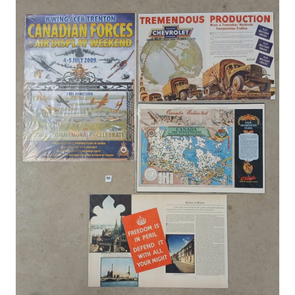 LOT OF 4 - MISC POSTERS - INCL "BUSINESS IN BRITAIN", "CHEVEROLET TREMENDOUS PRODUCTION", ETC