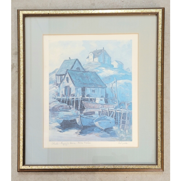 "SHEDS - PEGGY'S COVE. NOVA SCOTIA" BY WILLIAM E. DEGARTHE (1907-1983) - FRAMED PRINT