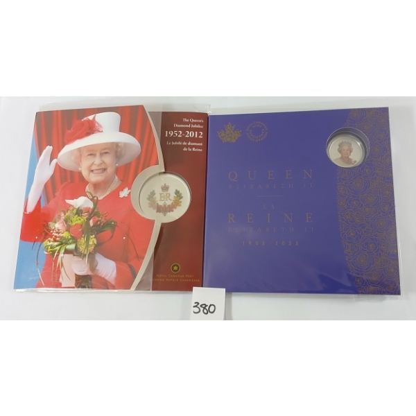 LOT OF 2 - RCM 2012 & 2022 QUEEN ELIZABETH 50 CENT & 5 DOLLAR COINS