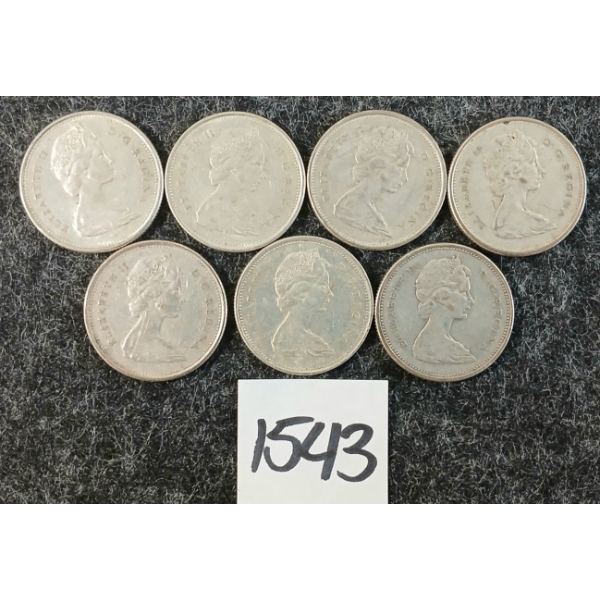 LOT OF 7 - 1968 CDN 25 CENT SILVER COINS
