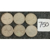 Image 1 : LOT OF 6 - 1944-1965 CDN 25 CENT COINS
