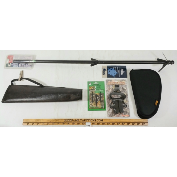 LOT OF 5 - SHELL DECOY PIC-N-PAC, BELL ARCHERY BROADHEADS, CROSSBOW COCKING AID, ETC
