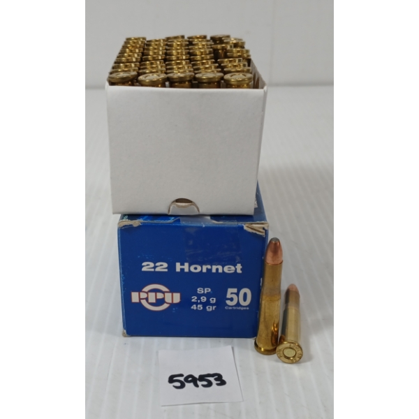 AMMO: 50X PPU .22 HORNET - 45GR - SP