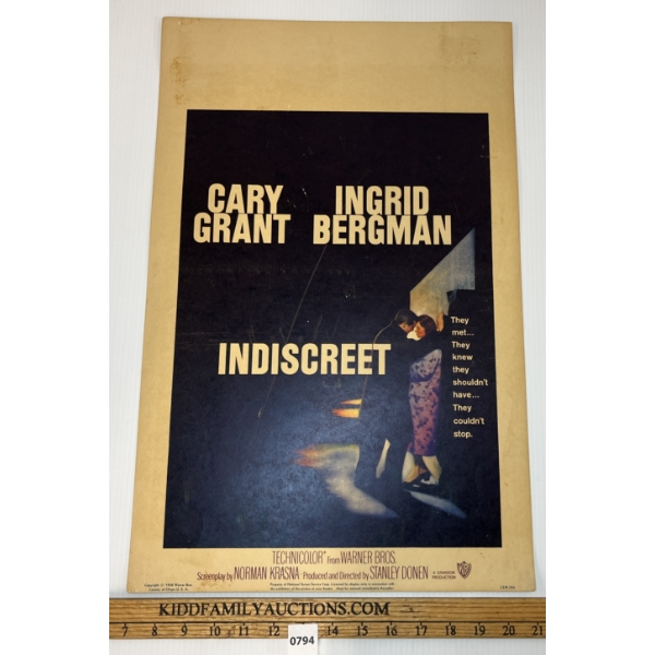 1958 WARNER BROS. "INDISCREET" FILM POSTER