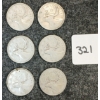 Image 1 : LOT OF 6 - 1947 CDN 25 CENT COINS 