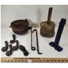 Image 2 : JOB LOT - CAST IRON POT, ORNATE CAST FEET, SHOE LAST ETC.