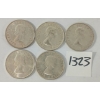 Image 2 : LOT OF 5 - 1953-1964 CDN 50 CENT SILVER COINS