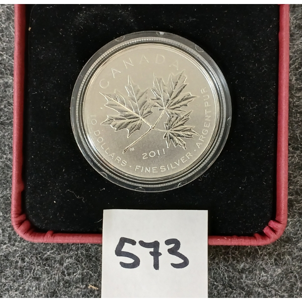 2011 RCM $10 FINE SILVER COIN - MAPLE LEAF FOREVER