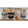 Image 1 : LOT OF 4 - SHELL AEROSHELL, ROTELLA T & SUPER MOTOR OIL CANS - QT