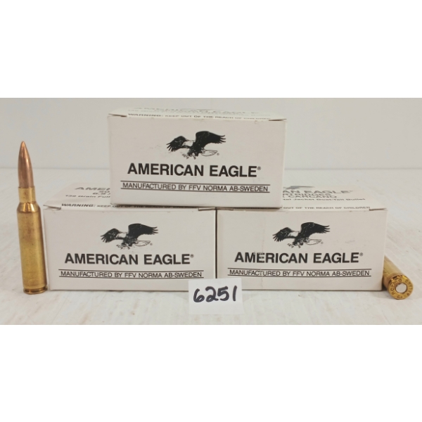 AMMO: 60X AMERICAN EAGLE 6.5 X 52 CARCANO - 139GR FMJ BT 