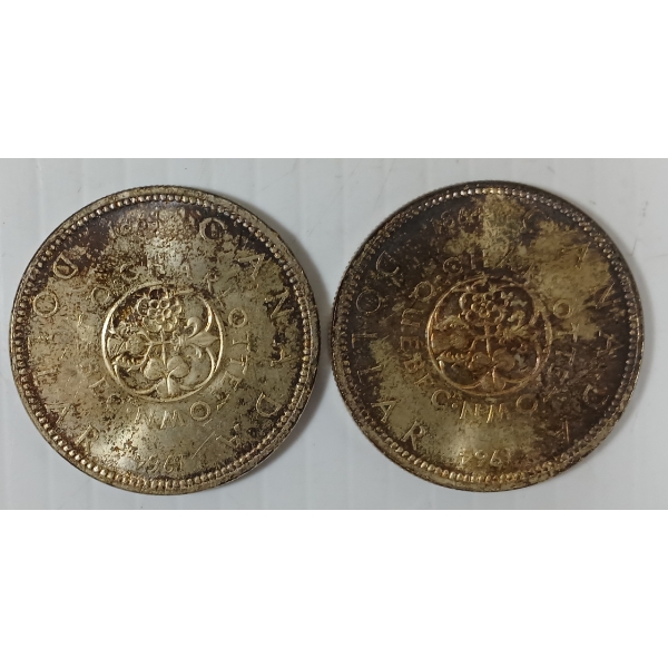 LOT OF 2 - 1964 CDN SILVER DOLLARS - CHARLOTTETOWN