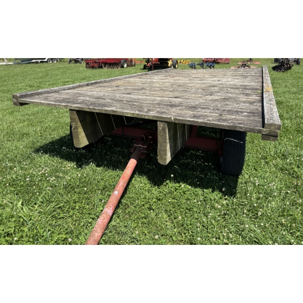 FLAT DECK WAGON - 16 FOOT - GOOD WOOD - 15 INCH TIRES