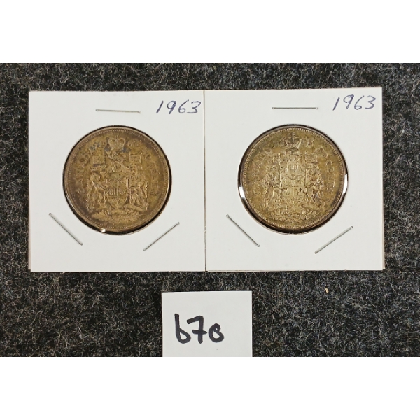 LOT OF 2 - 1963 CDN 50 CENT SILVER COINS
